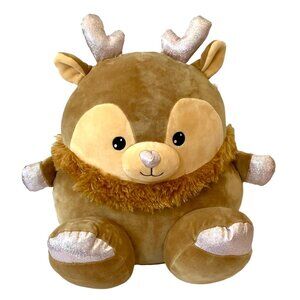 NEW Large Animal Adventure Squeeze w/Love XTRA PUFF Reindeer Glittery Plush-15"